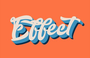 etkisi el word metni tipografi tasarımı için turuncu mavi beyaz renkte yazılmış. Bir logo, marka veya kartı için kullanılabilir