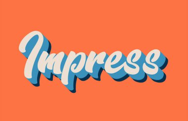 Word metni tipografi tasarımı için turuncu mavi beyaz renkte yazılmış el etkilemek. Bir logo, marka veya kartı için kullanılabilir