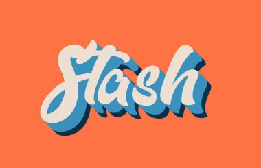 Word metni tipografi tasarımı için turuncu mavi beyaz renkte yazılmış el saklamak. Bir logo, marka veya kartı için kullanılabilir