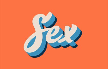 seks el word metni tipografi tasarımı için turuncu mavi beyaz renkte yazılmış. Bir logo, marka veya kartı için kullanılabilir