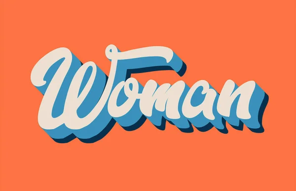 妇女手写文字文字文字排版设计在橙色蓝色白色 可用于徽标 品牌或卡片 — 图库矢量图片