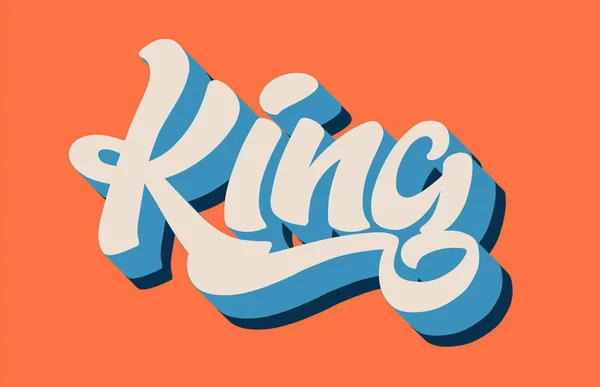 König Handgeschriebenen Worttext Für Typografie Design Orange Blau Weißer Farbe — Stockvektor