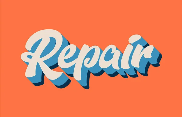 Reparatie Hand Geschreven Word Tekst Voor Typografie Design Oranje Blauw — Stockvector