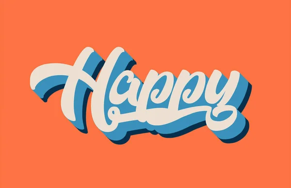 Texto Palabra Escrita Mano Feliz Para Diseño Tipografía Color Naranja — Vector de stock