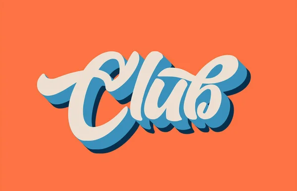 Club Texto Escrito Mano Palabra Para Diseño Tipografía Color Naranja — Vector de stock