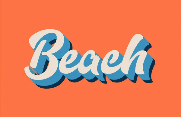 Strand Handgeschriebenen Worttext Für Typografie Design Orange Blau Weißer Farbe — Stockvektor