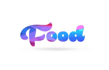 Gıda word kart simgesini veya tipografi logo tasarımı için uygun pembe mavi renkle