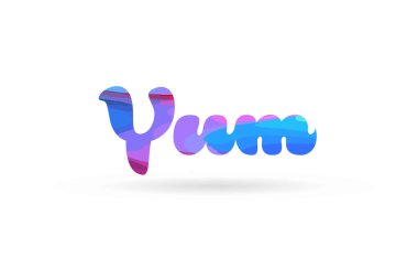 yum word kart simgesini veya tipografi logo tasarımı için uygun pembe mavi renkle