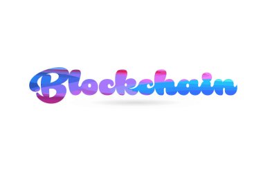 Blockchain kelime ile pembe mavi renkli kart simgesini veya tipografi logo tasarımı için uygun