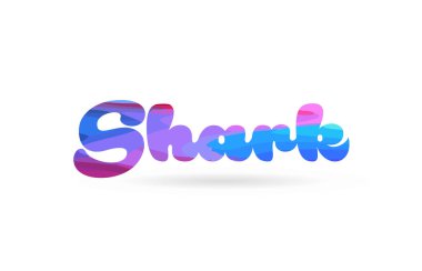 köpekbalığı word kart simgesini veya tipografi logo tasarımı için uygun pembe mavi renkle