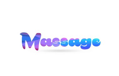 Masaj word kart simgesini veya tipografi logo tasarımı için uygun pembe mavi renkle