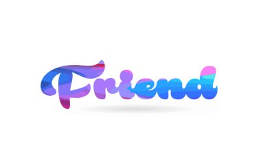 arkadaş word kart simgesini veya tipografi logo tasarımı için uygun pembe mavi renkle