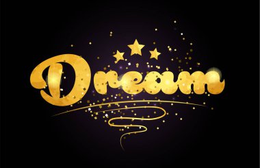 rüya kelime yıldız ve altın renkli kart simgesini veya tipografi logo tasarımı için uygun