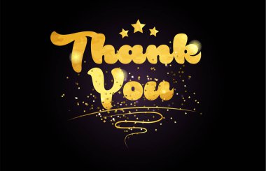 Teşekkür ederim kelime yıldız ve altın renkli kart simgesini veya tipografi logo tasarımı için uygun
