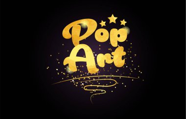 pop art word yıldız ve altın renkli kart simgesini veya tipografi logo tasarımı için uygun
