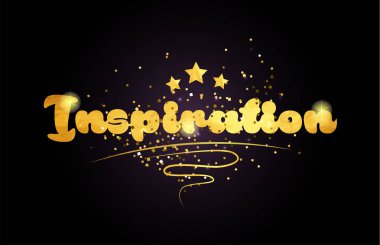 ilham kelime yıldız ve altın renkli kart simgesini veya tipografi logo tasarımı için uygun