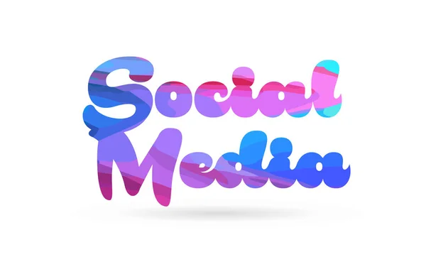 Palabra Redes Sociales Con Color Azul Rosado Adecuado Para Icono — Vector de stock
