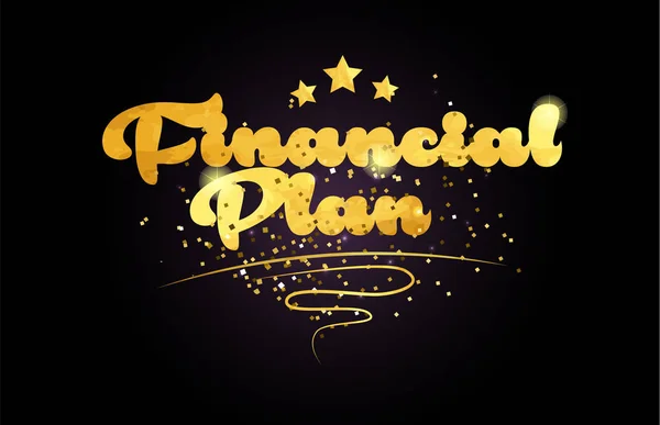 Palabra Plan Financiero Con Estrella Color Dorado Adecuado Para Icono — Vector de stock