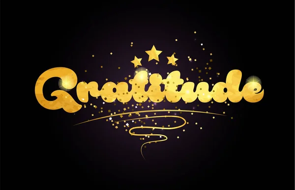 Gratitude Word Star Golden Color Suitable Card Icon Typography Logo — Stock Vector
