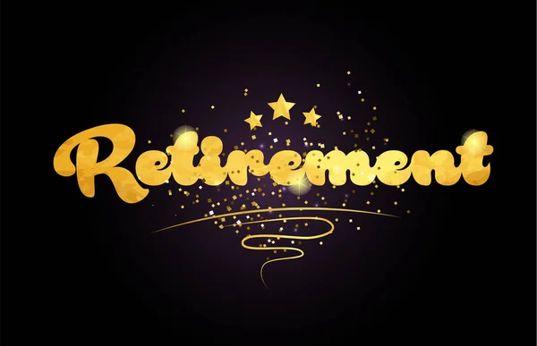Emeklilik Kelime Yıldız Altın Renkli Kart Simgesini Veya Tipografi Logo — Stok Vektör