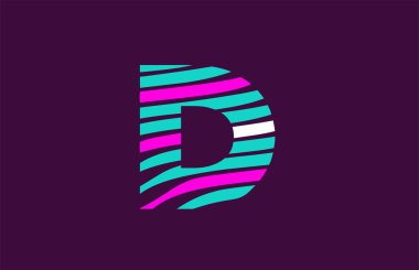Bir şirket veya işletme için logo olarak çizgili D harfi dizaynı