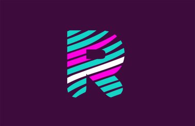 Alfabe harfi r 'nin bir şirket veya işletme için logo olarak çizgili tasarımı