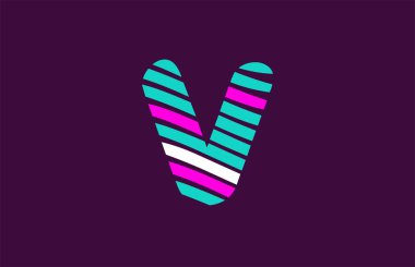 Bir şirket veya işletme için logo olarak çizgili V harfi dizaynı
