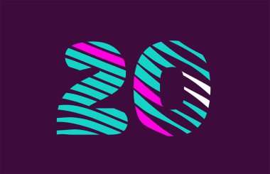 Bir şirket veya işletme için logo olarak çizgili 20 numaralı tasarım