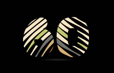 Bir şirket ya da işletme için logo olarak çizgili 60 numaranın tasarımı