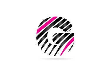 Bir şirket veya işletme için logo olarak çizgili alfabe harfi g dizaynı