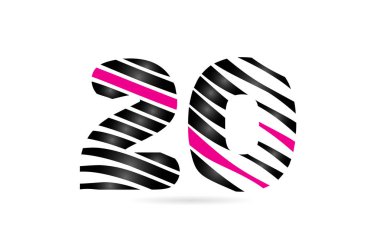 Bir şirket veya işletme için logo olarak çizgili 20 numaralı tasarım