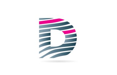 Bir şirket veya işletme için logo olarak çizgili D harfi dizaynı