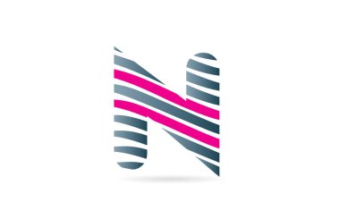 Bir şirket veya işletme için logo olarak çizgili n harfi alfabesi dizaynı