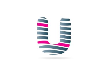 Bir şirket veya işletme için logo olarak çizgi çizgili U harfi dizaynı