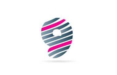 Bir şirket veya işletme için logo olarak çizgili 9 numaralı dizayn