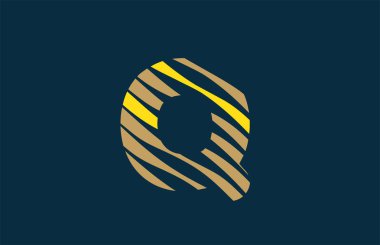 Bir şirket veya işletme için logo olarak çizgili Q harfi dizaynı