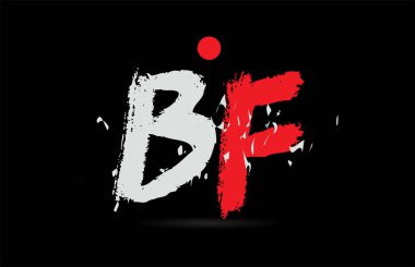 Alfabe harf kombinasyonu BF B F siyah arkaplan üzerinde grunge desen ve bir şirket veya iş için uygun bir logo olarak beyaz kırmızı renk