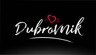 dubrovnik şehrinin el yazısı kırmızı kalbi logo veya tipografi tasarımı için uygun