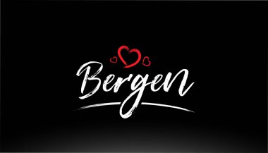 bergen şehrinin el yazısı kırmızı kalbi logo veya tipografi tasarımı için uygun.