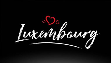 Lüksemburg şehrinin el yazısı, logo veya tipografi tasarımı için uygun kırmızı kalpli.