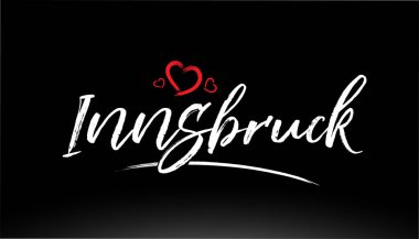 Innsbruck şehrinin el yazısı, logo veya tipografi tasarımı için uygun kırmızı kalple yazılmış metin