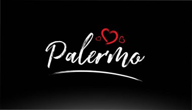 palermo şehrinin el yazısı kırmızı kalbi logo veya tipografi tasarımı için uygun