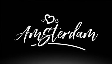amthe black and white city hand written text with heart for logo or typography design