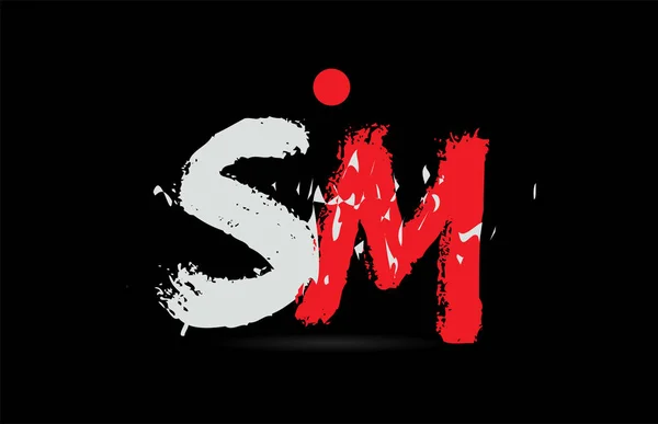 适用于公司或企业的黑色背景 深红色和白色红色标志的Sm M字母组合设计 — 图库矢量图片