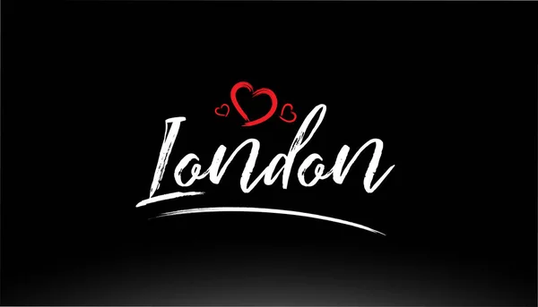 Logo Veya Tipografi Tasarımı Için Uygun Kırmızı Kalpli Londra Şehri — Stok Vektör