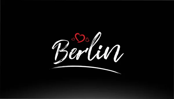 Berlin City Testo Scritto Mano Con Cuore Rosso Adatto Logo — Vettoriale Stock