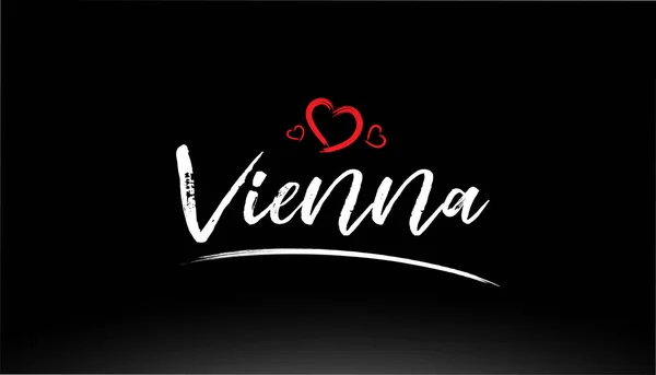 Wien Stadt Handgeschriebenen Text Mit Rotem Herz Geeignet Für Logo — Stockvektor