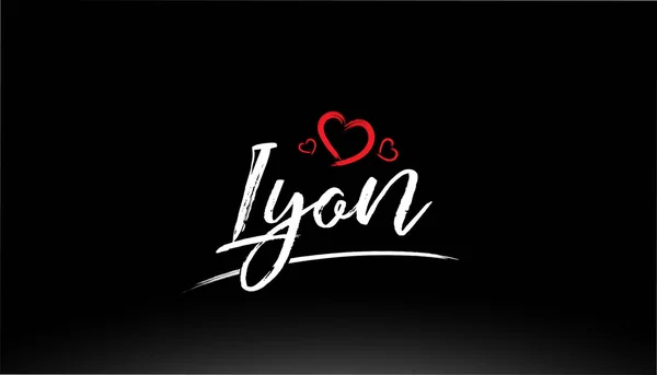 Logo Veya Tipografi Tasarımı Için Uygun Kırmızı Kalpli Lyon Şehri — Stok Vektör