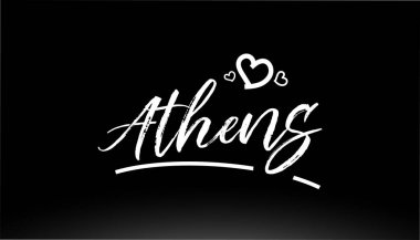 athens siyah ve beyaz şehir el yazısı logo veya tipografi tasarımı için kalple yazılmış metinler