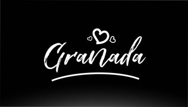 Granada siyah ve beyaz şehir el yazısı logo veya tipografi tasarımı için kalple yazılmış metin